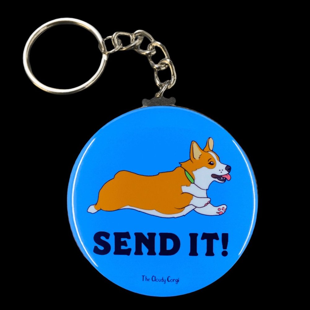 Corgi Dog Send It Meme Funny  Keychain Accessories